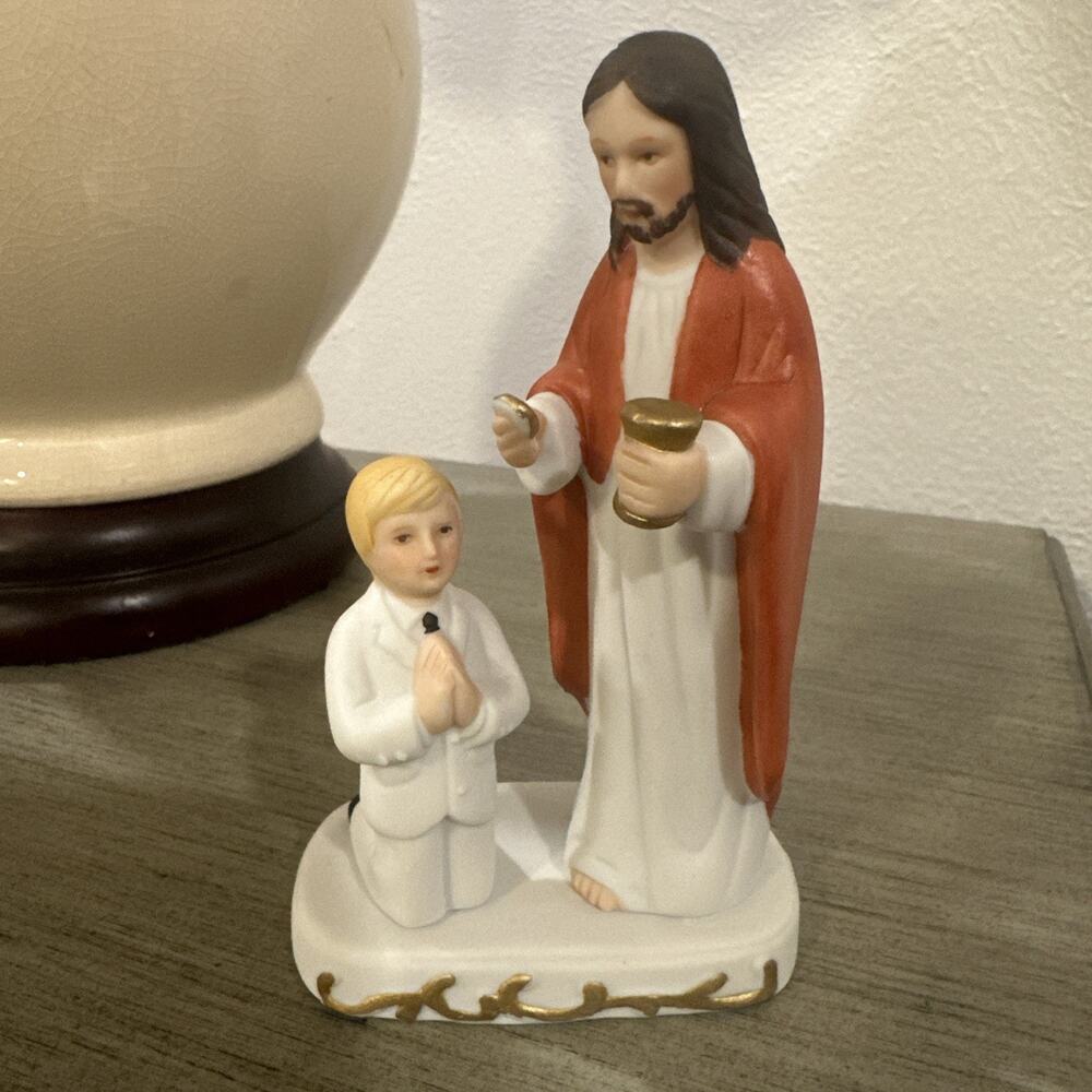 First Holy‎ Communion Jesus Little Blonde Kneeling Boy Figurine RR Roman Co